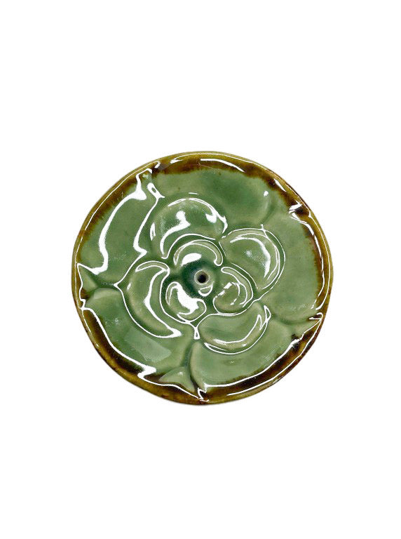 Ceramic incense holder - round flower