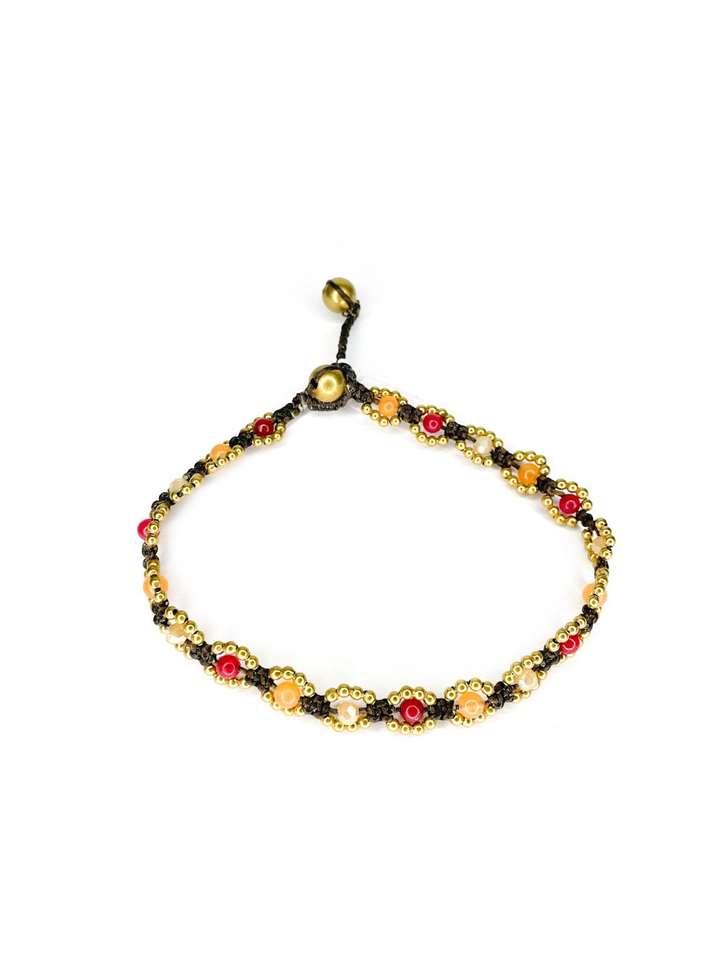 Flower stone and brass beaded anklet - various colours