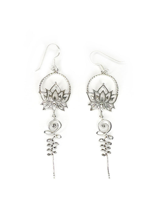Lotus silver earrings