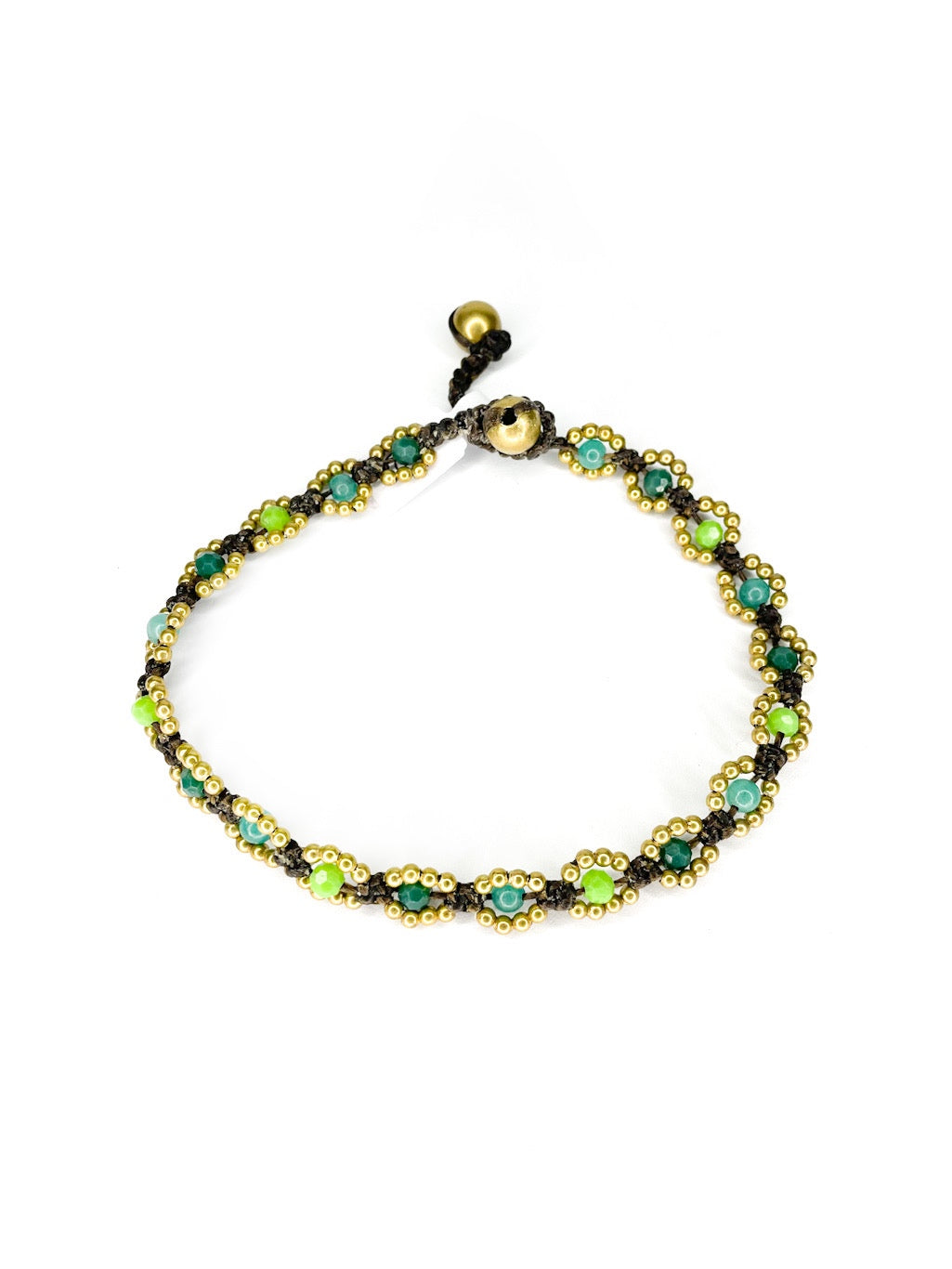 Flower stone and brass beaded anklet - various colours