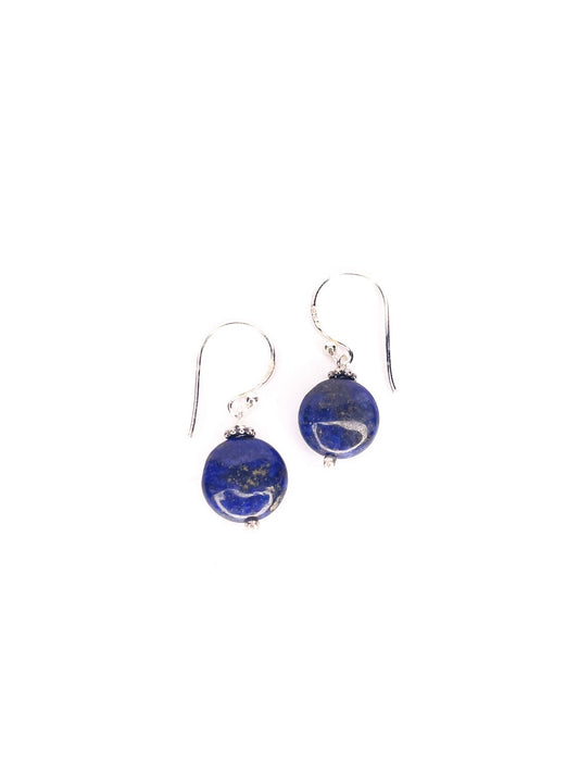 Lapis Lazuli 10mm silver drop earrings.