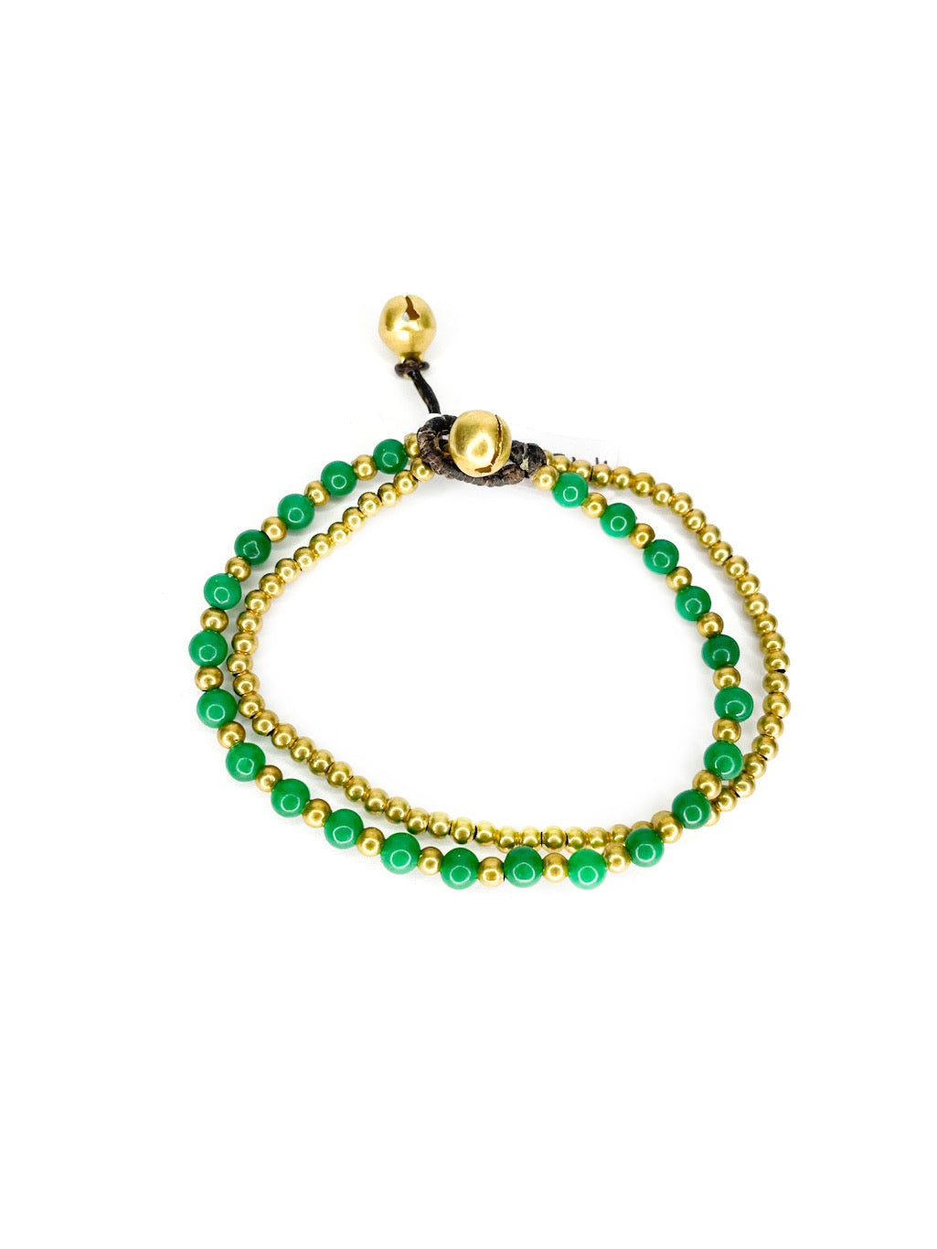 Stone and brass double strand bracelet - various colours
