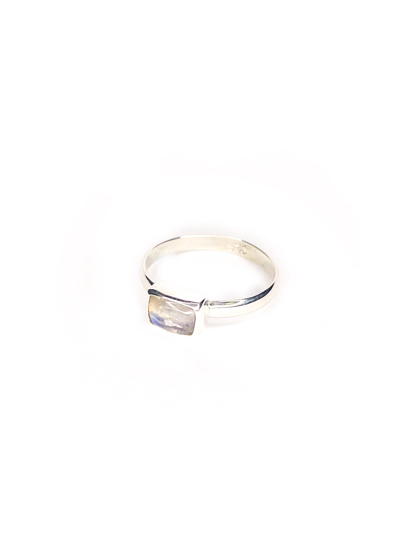 ❤Rectangular rainbow moon stone silver ring