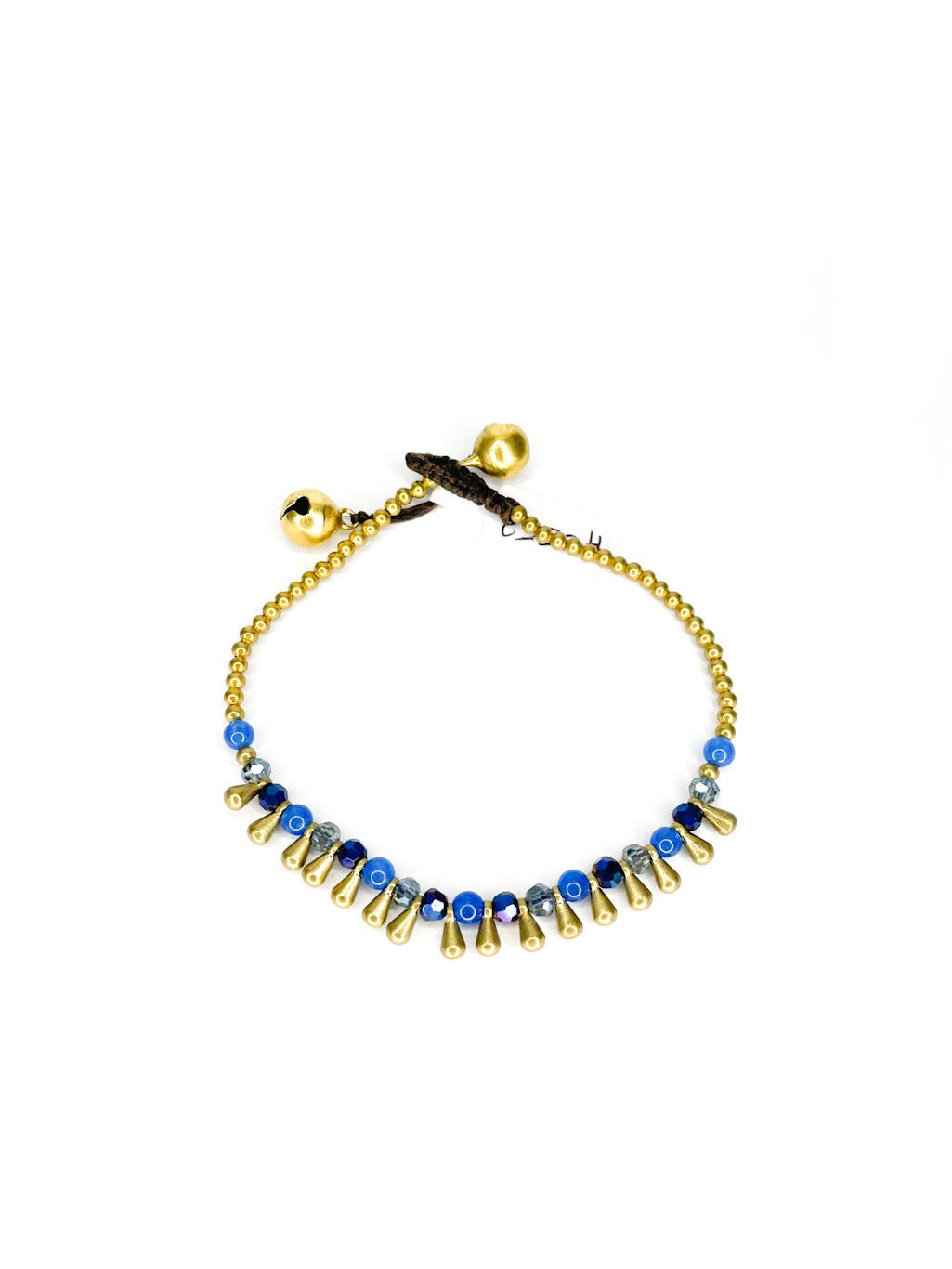 Stone and brass teardrop beaded bracelet - various colours