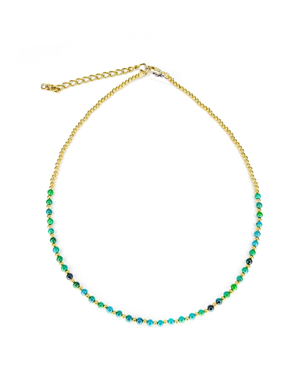 Stone and brass beaded necklace - various colours