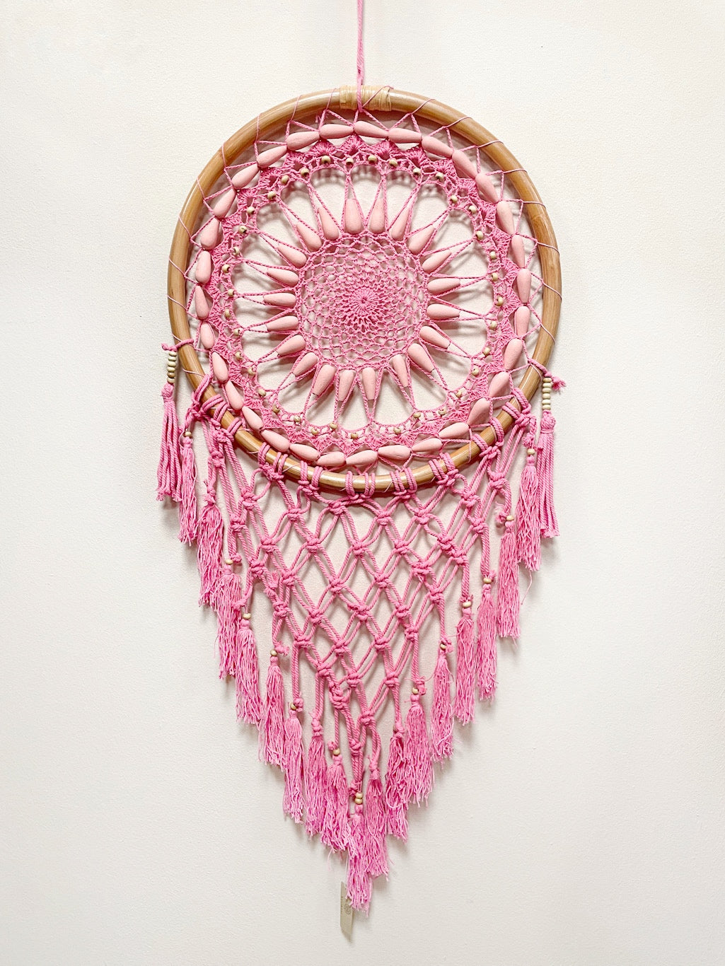 Dreamcatcher with wooden beads - 43cm diameter - various colours