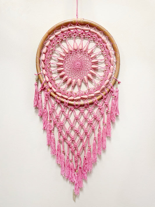 Dreamcatcher with wooden beads - 43cm diameter - various colours