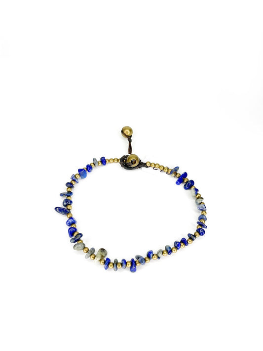 Stone & brass bracelet - various colours