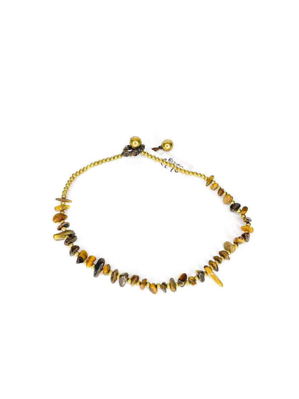 Naturally shaped stone and brass beaded anklet - various colours