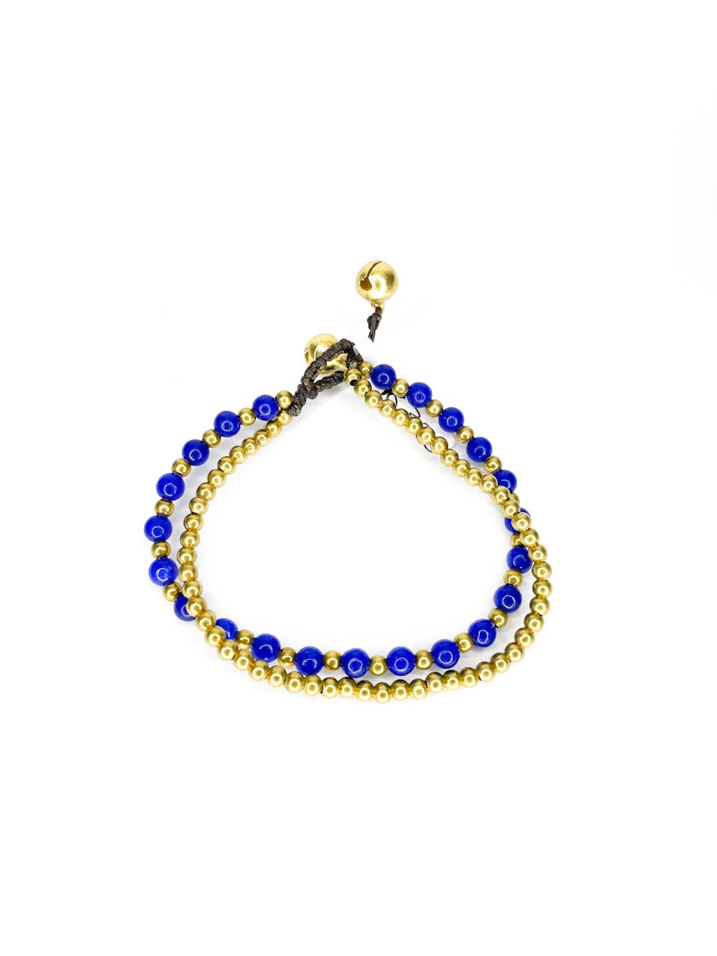 Stone and brass double strand bracelet - various colours