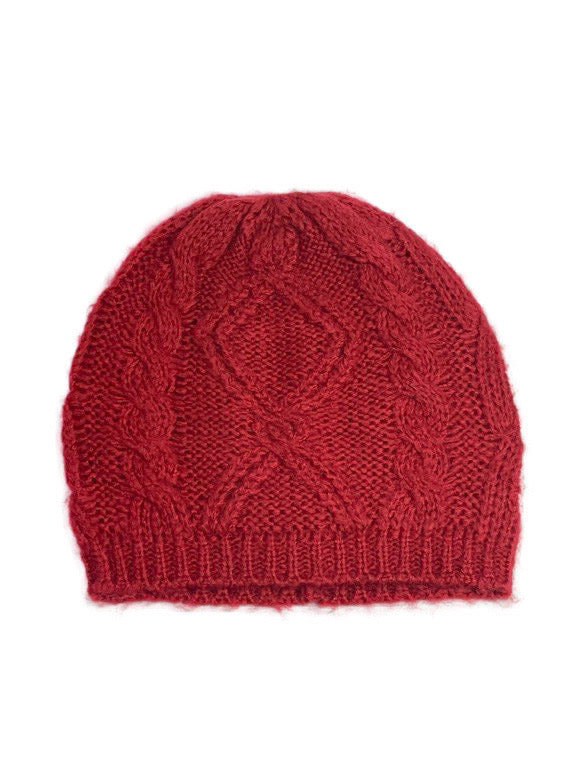 Beanie with cross-hatch cables - various colours