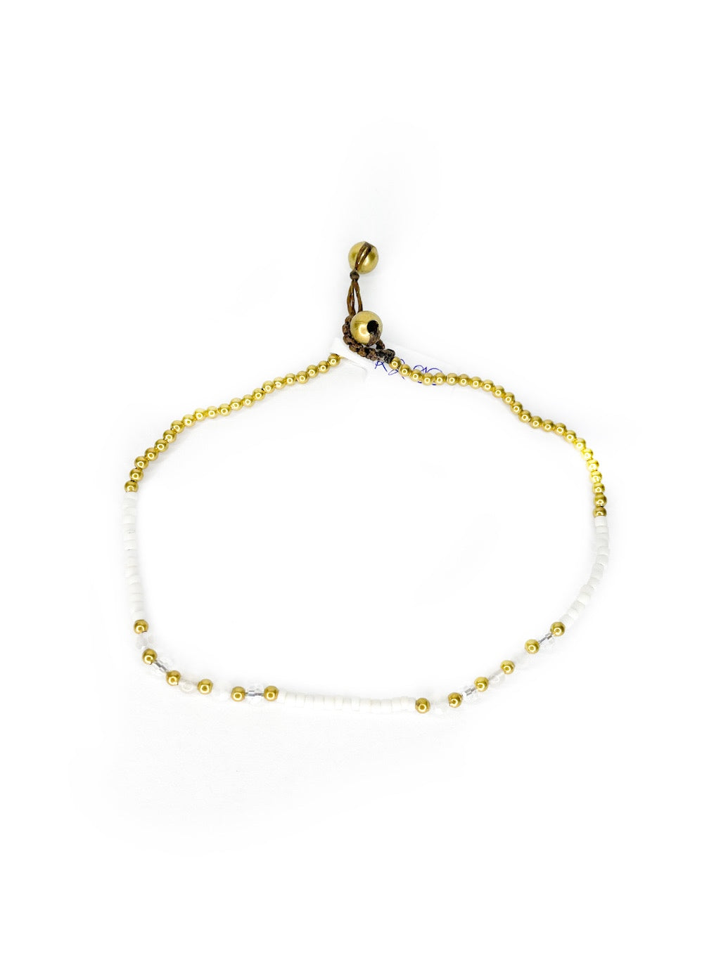 Faceted stone and brass bead anklet - various colours