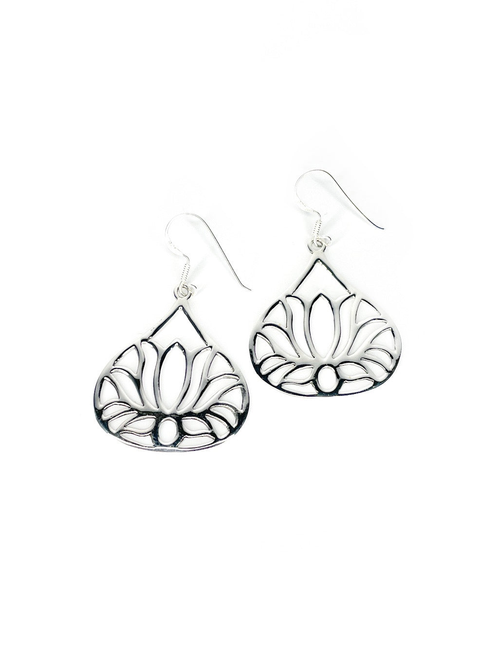 Lotus flower silver earrings