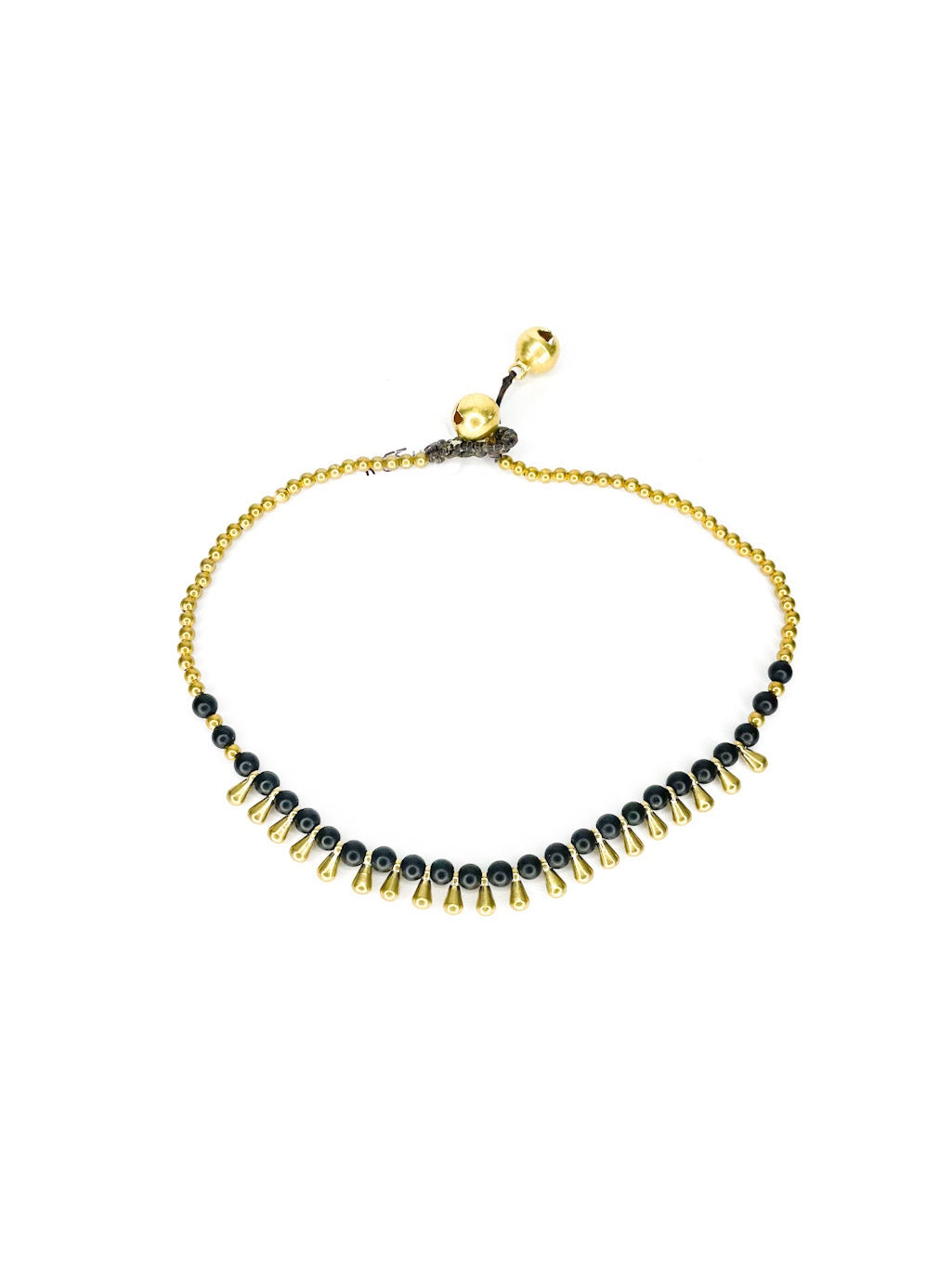 Stone and raindrop brass beaded anklet - various colours