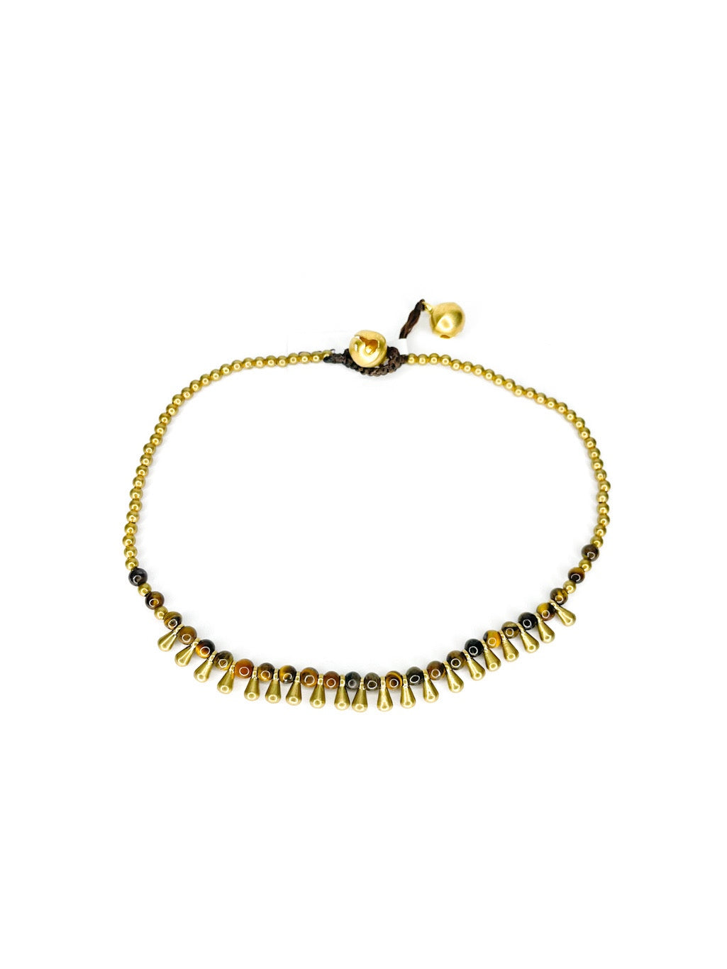 Stone and raindrop brass beaded anklet - various colours