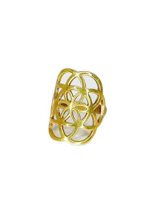 Flower of life brass ring