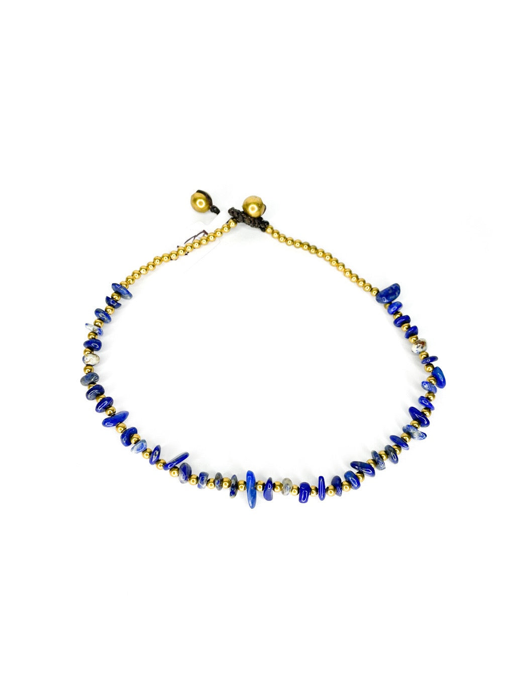 Naturally shaped stone and brass beaded anklet - various colours