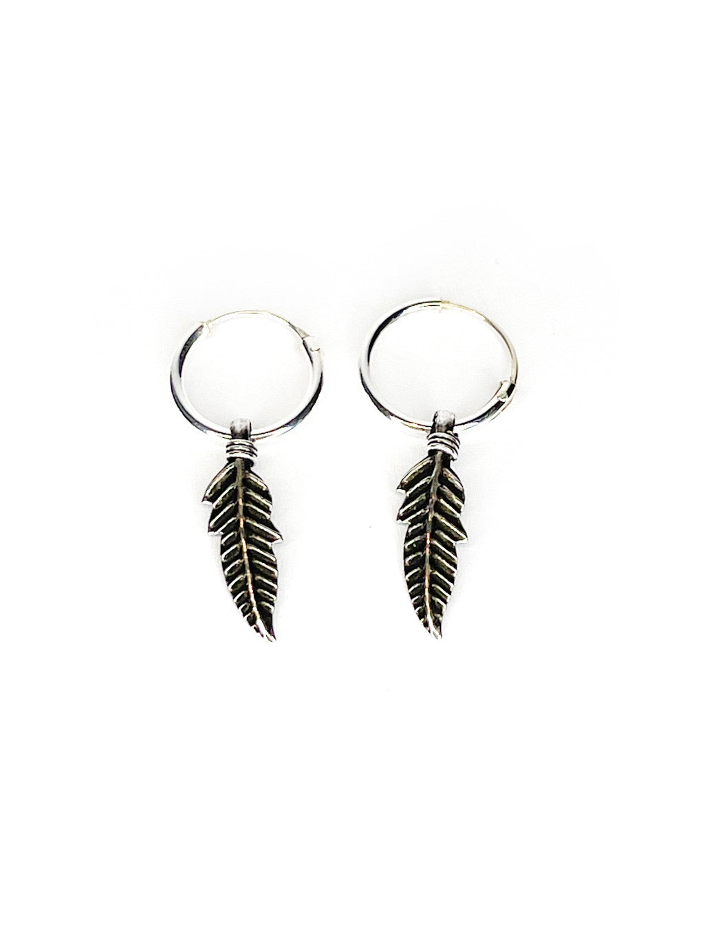 Feather silver earrings