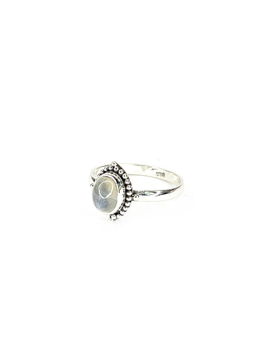 Oval moonstone 7mm silver ring