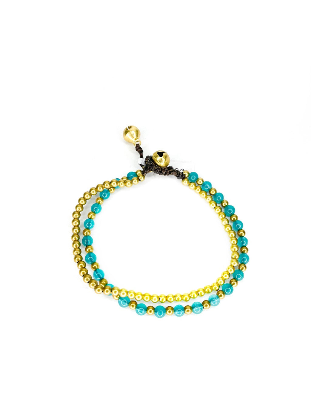 Stone and brass double strand bracelet - various colours