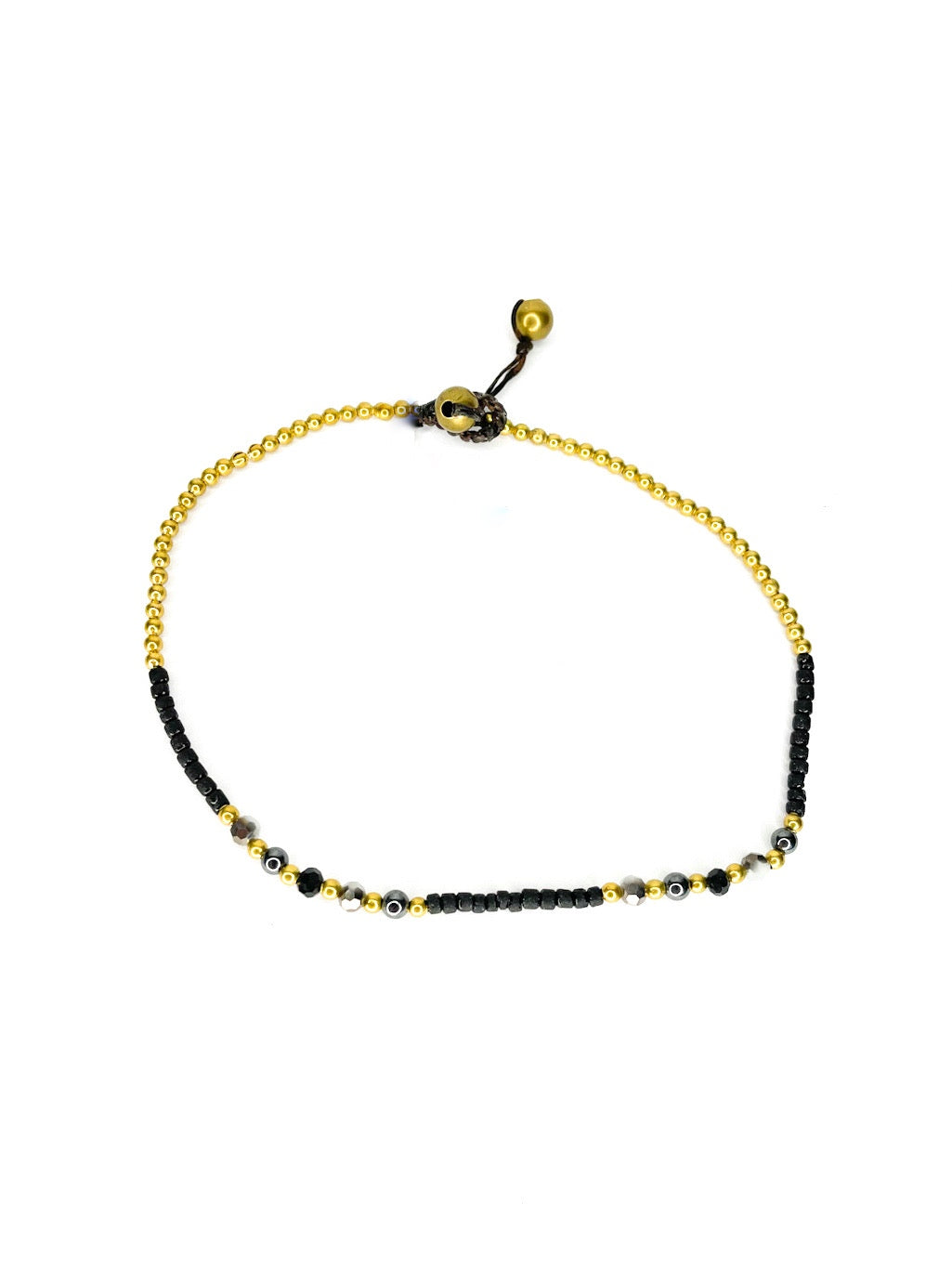 Faceted stone and brass bead anklet - various colours