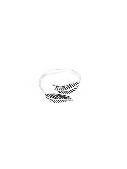 Double leaf silver toe ring