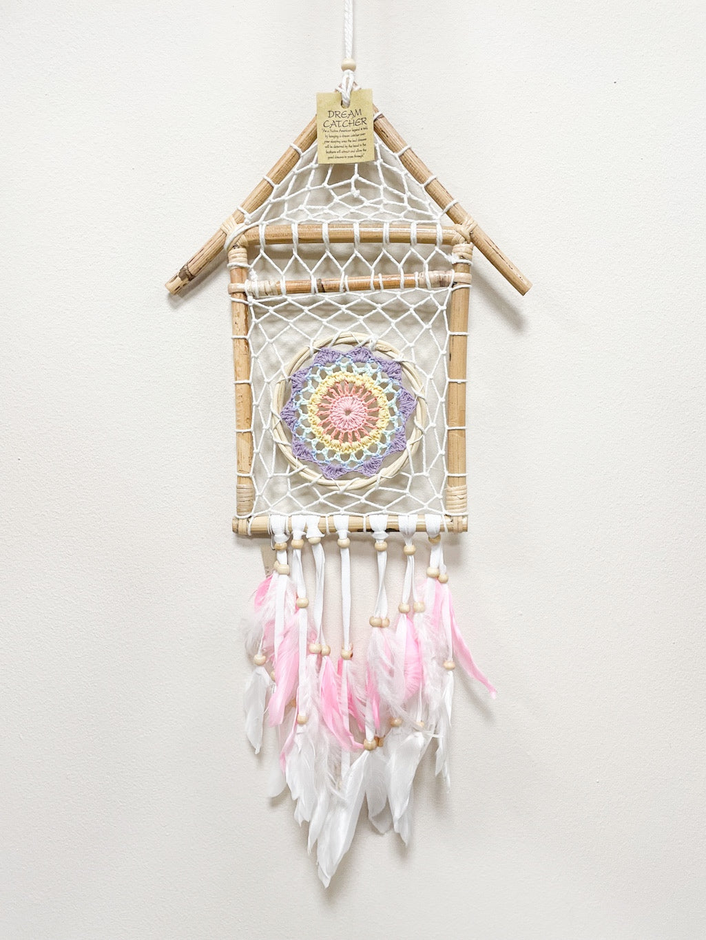 Macrame house dreamcatcher - width 27cm - various colours