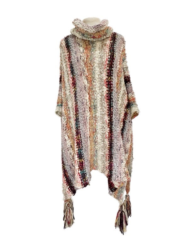 ❤Multi colour roll neck poncho - various