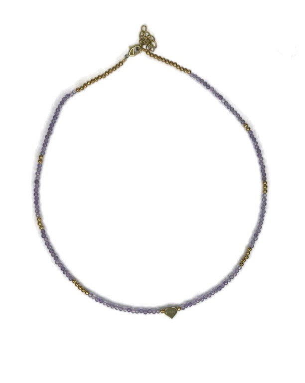 Crystal and Brass necklace with Heart pendant