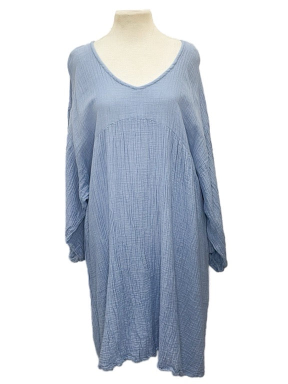 ❤Cotton oversized v-neck dress - various
