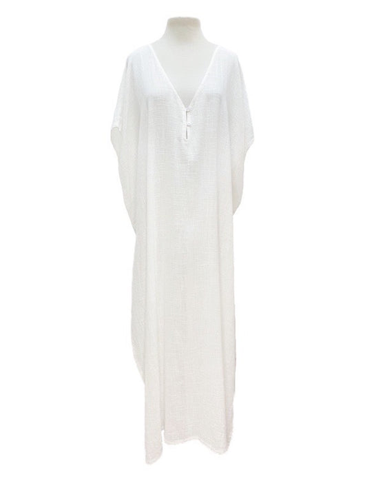 Open back kaftan organic cotton linen