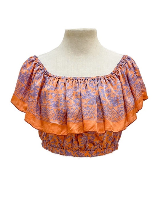 100% silk off the shoulder crop top - various