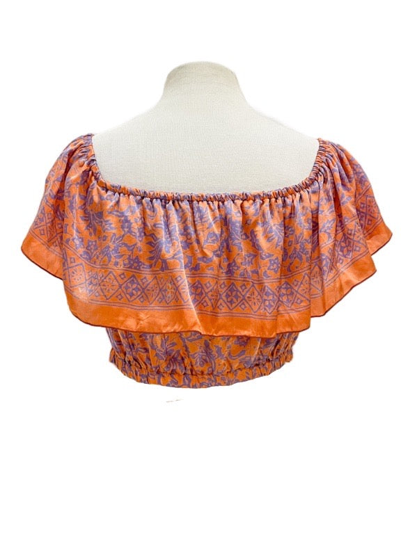 100% silk off the shoulder crop top - various