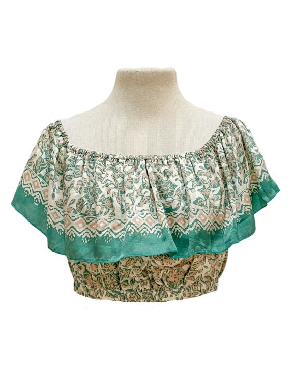 100% silk off the shoulder crop top - various