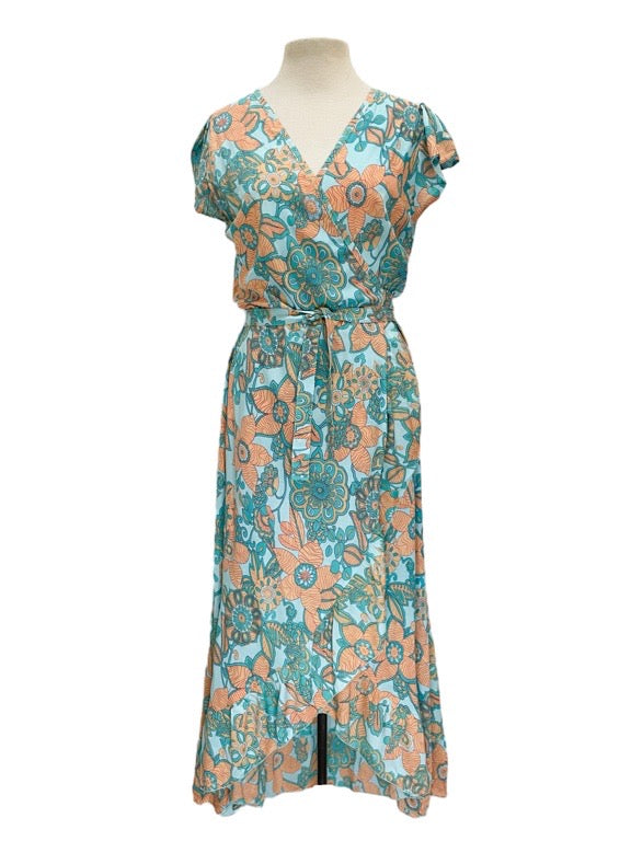 Farah Long Wrap Dress Short sleeve - various