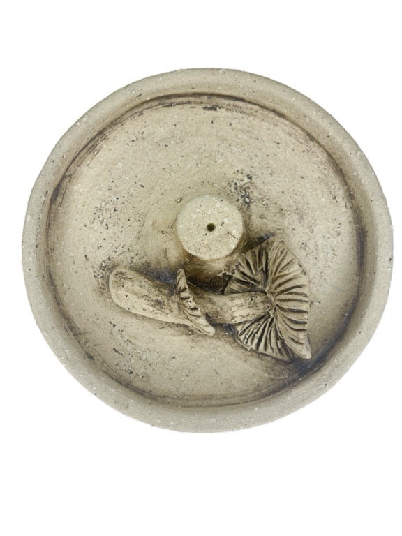 Hand made ceramic mushroom detail incense holder 11cm