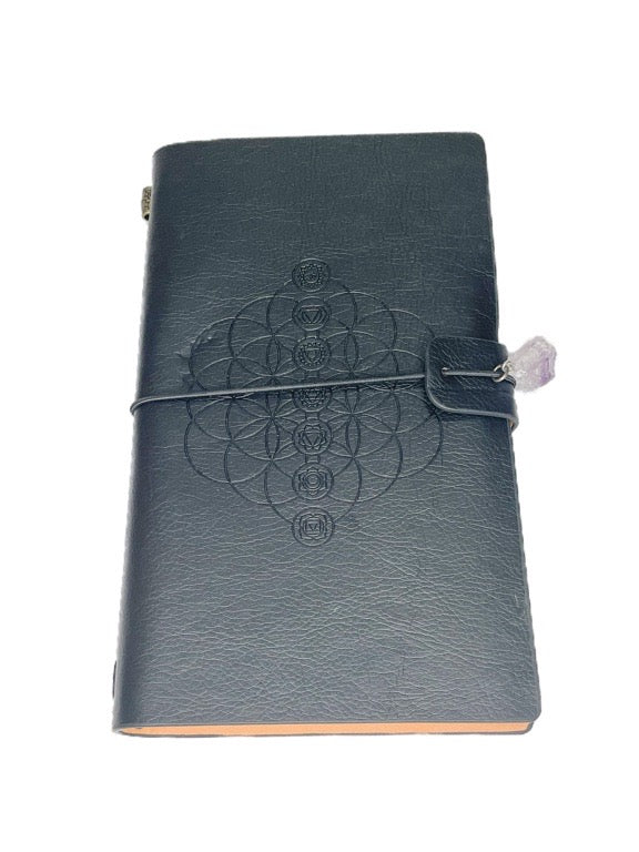 Leather journal with crystal trim
