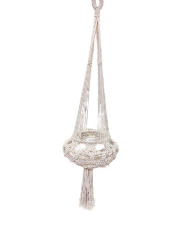 New Design macrame plant hanger with beads - one tier