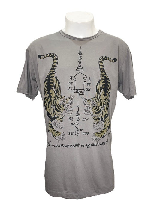 "Tigers" grey cotton tee shirt - Large 56cm 1/2 chest