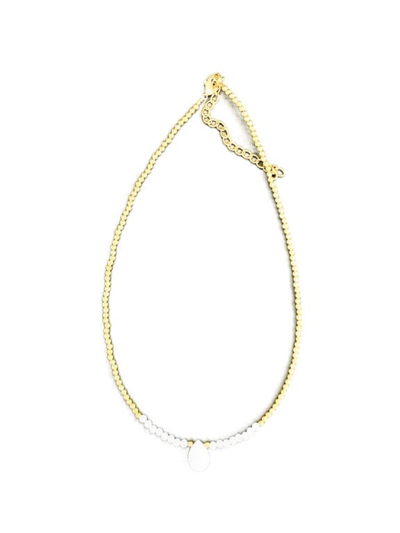 Crystal and Brass necklace with faceted tear drop pendant