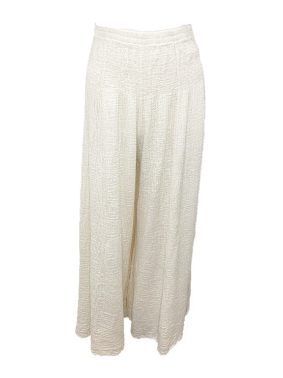 Cotton crinkle wide leg pant
