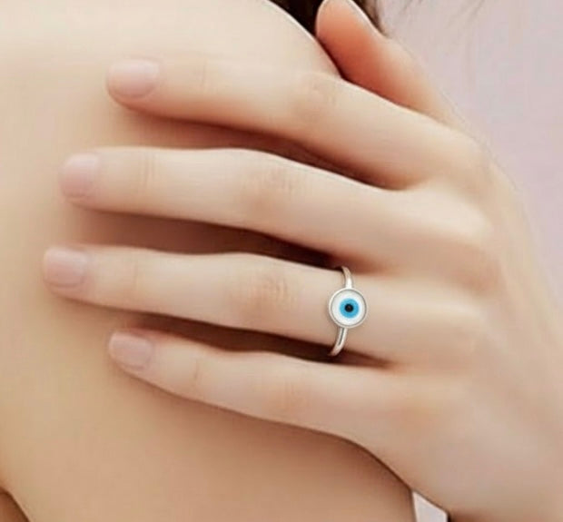 Evil Eye Ring- Silver