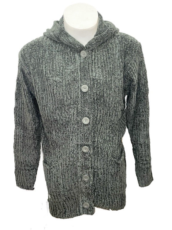 ❤Chenille knitted cardigan with hood & buttons
