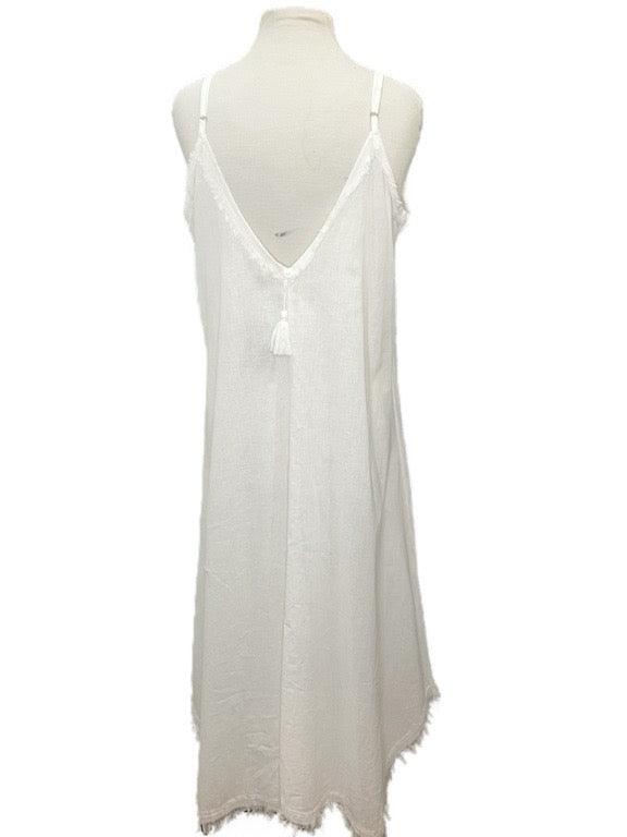 ❤Natural maxi dress with raw edge detail