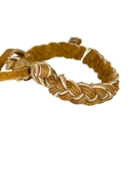 Flat plaited leather bracelet 12-14mm wide - various