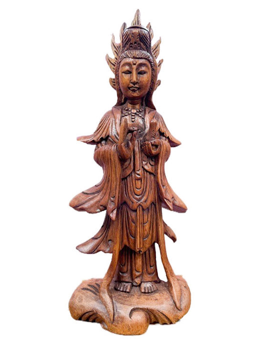 Kuan Yin Devi statue - wood hand carved 34cm