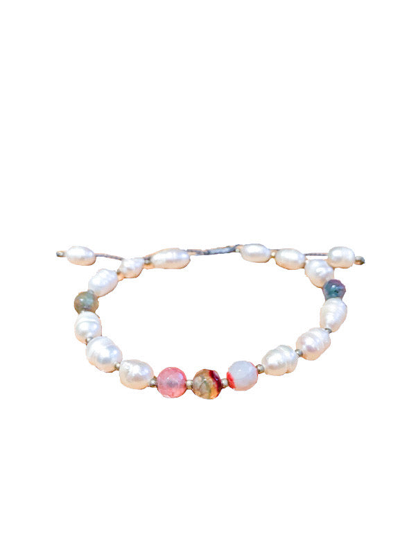 Fresh water pearl bracelet with crystals - various
