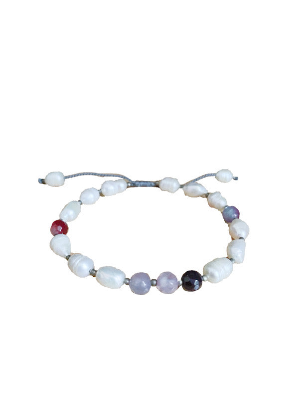Fresh water pearl bracelet with crystals - various