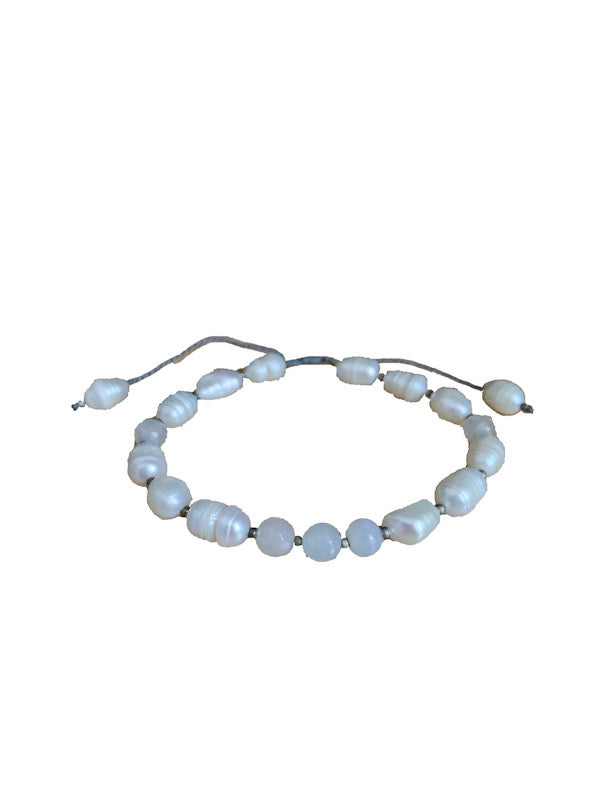 Fresh water pearl bracelet with crystals - various