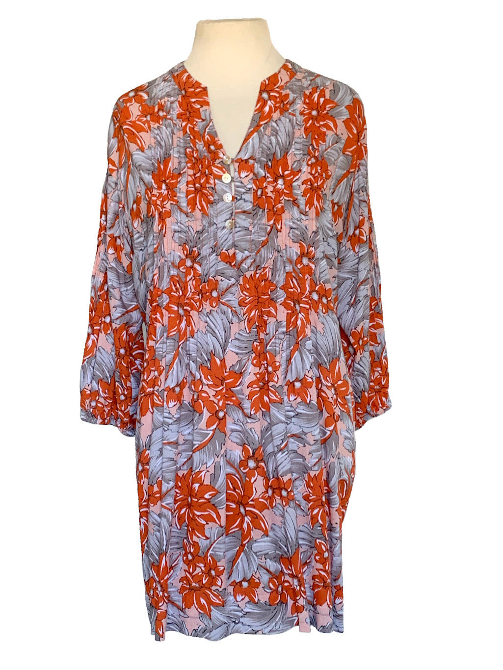 Summer top - Mandarin collar pin-tuck shirt